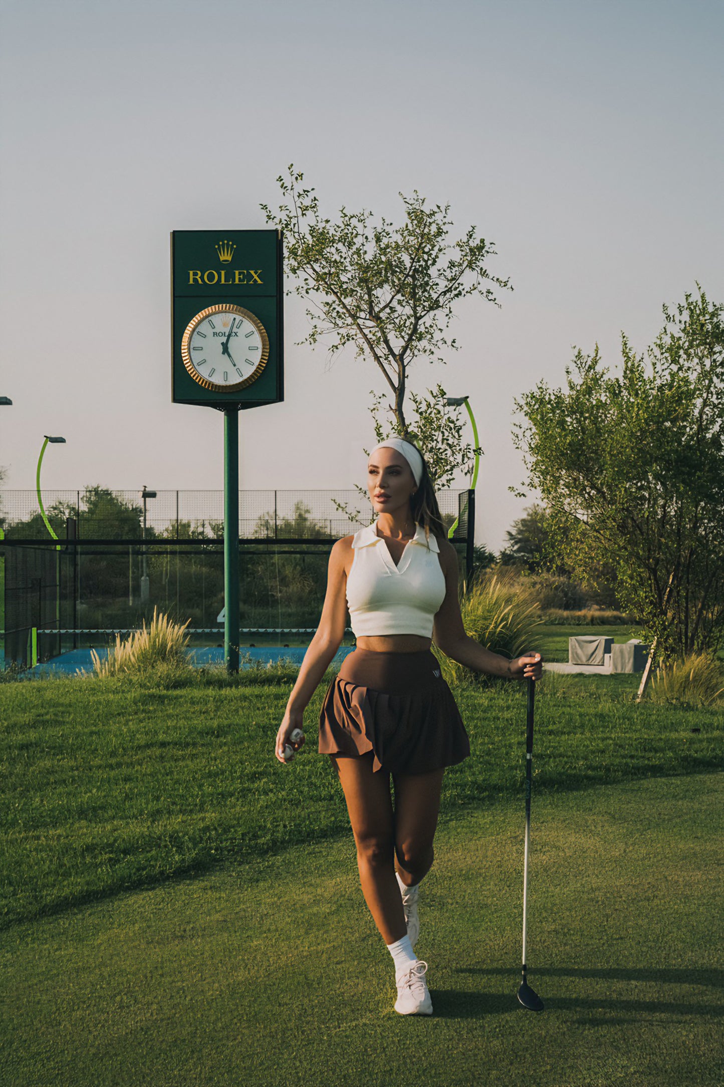 Sleeveless polo crop top