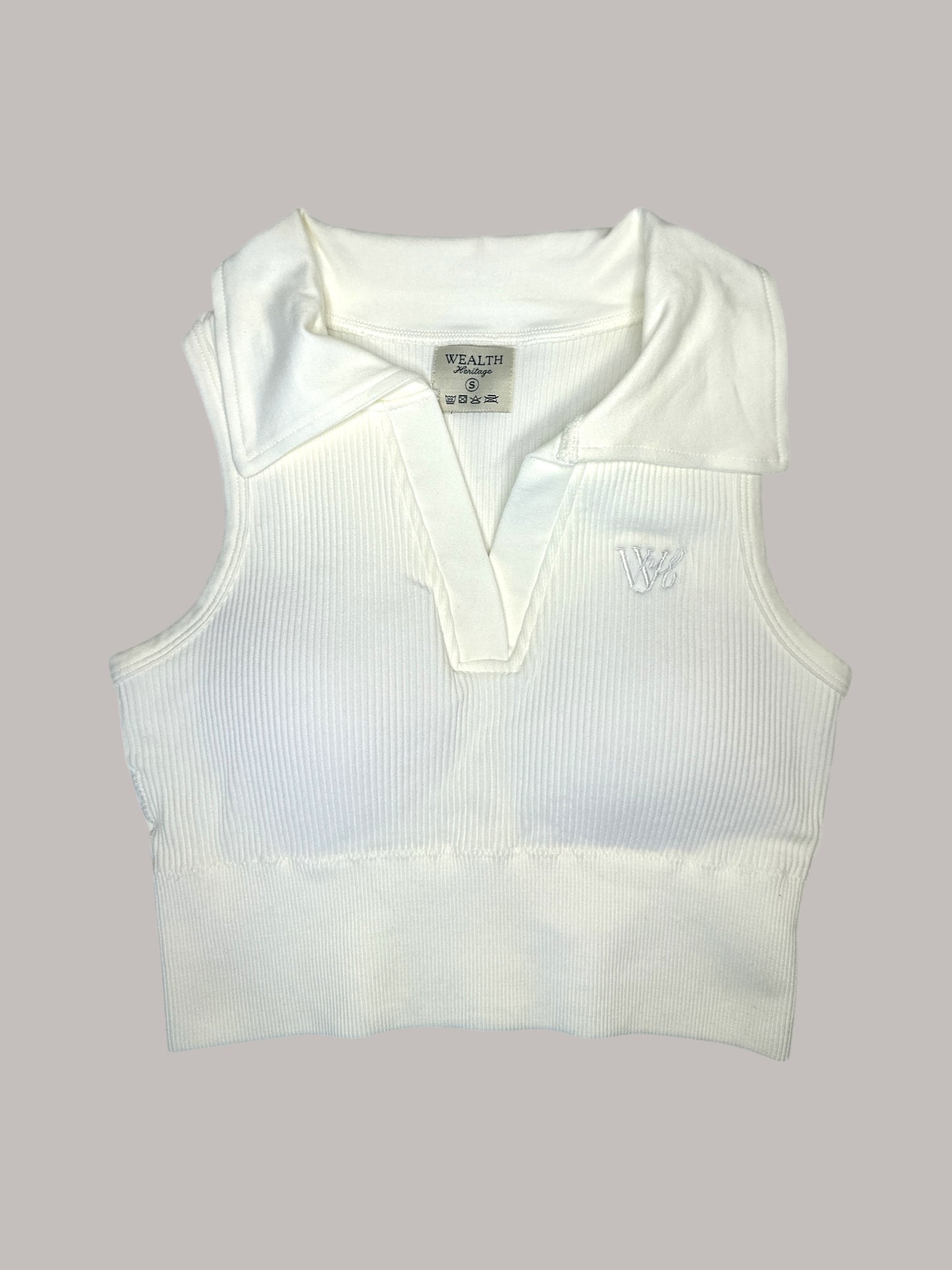 Sleeveless polo crop top